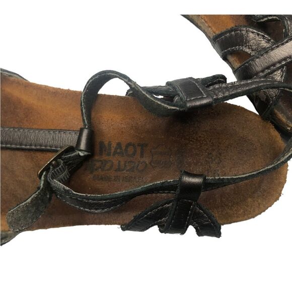 Naot Leather Cork Wedge Strappy Sandals Brown Size 36 / 5 1/2 - Picture 5 of 8
